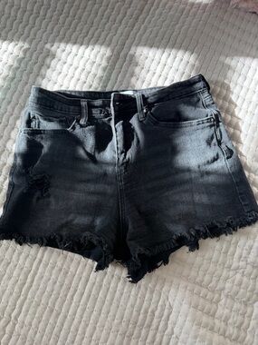 Abound Black Distressed High-Rise Denim Shorts